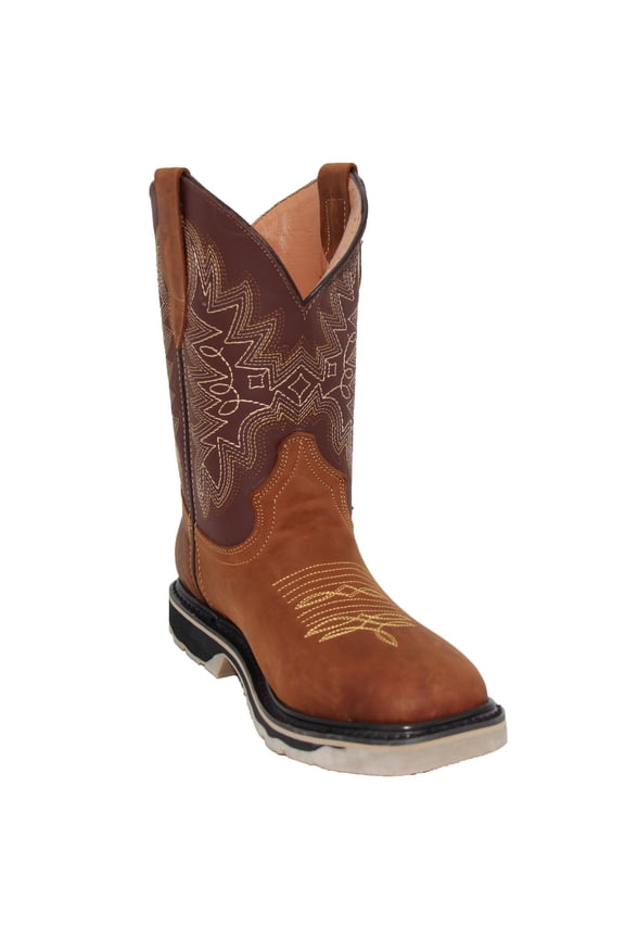 Men's Leather Square Toe Western Work Boot