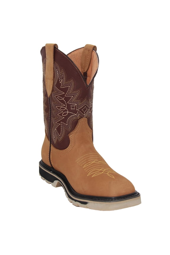 Men's Leather Square Toe Western Work Boot