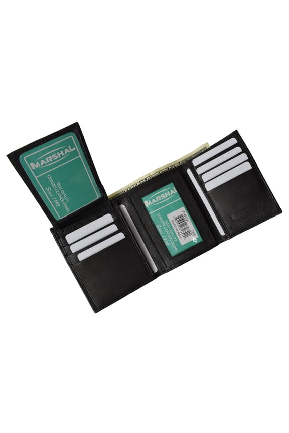 Men's Leather Trifold Wallet Removable Flip Up ID Window P 1455