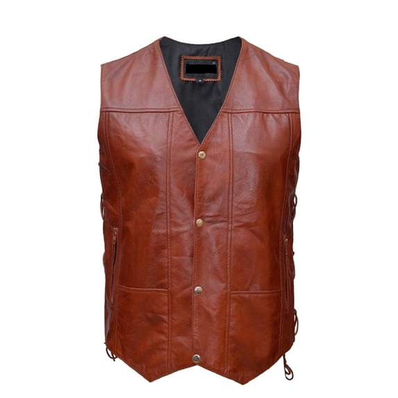 Men’s Leather Vest, Classic Sleeveless Waistcoat for Casual, Party & Everyday Wear.