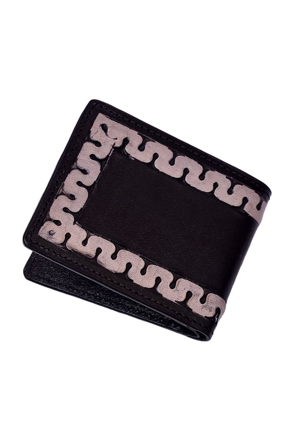 Mens Leather Wallet Bifold Handmade Genuine Leather Wallet with Lion Hand Tooled Design and Snap Button