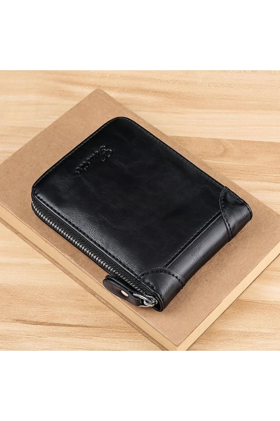 Men's Leather Wallet Casual Zipper Wallets Card Holder Male Synthetic PU Purse Coin Purse Personalized Wallet Men Leather