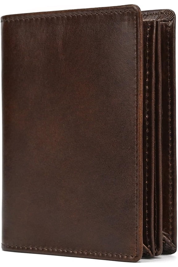 Men's Leather Wallet Slim Minimalist Engraved Clip Card Case with ID Window