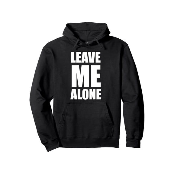 Men's 'Leave Me Alone' Pullover Hoodie | Cotton-Polyester Blend | Bold White Printed Text | All-Season Comfort | Machine Washable & Dry Cleanable | Casual Style with Kangaroo Pocket and Drawstring Ho