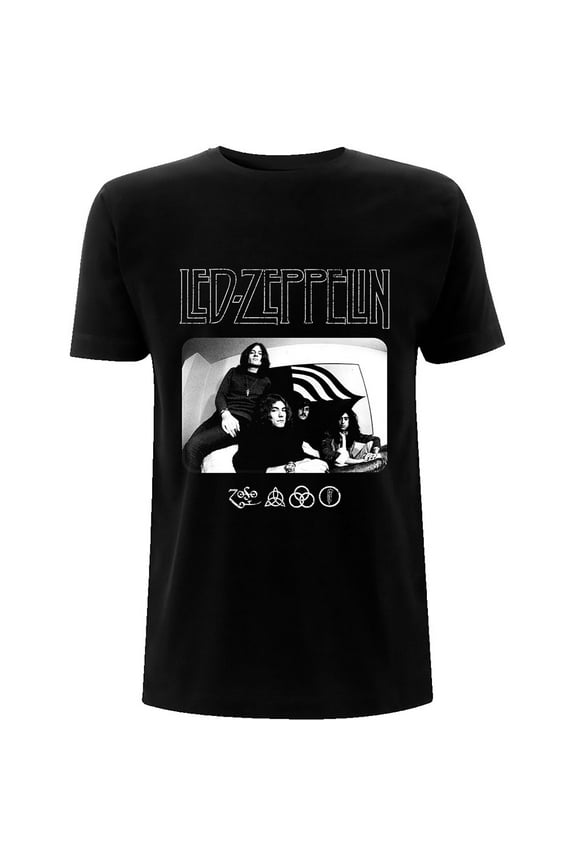 Men's Led Zeppelin Icon Logo Photo Slim Fit T-shirt X-Large Black