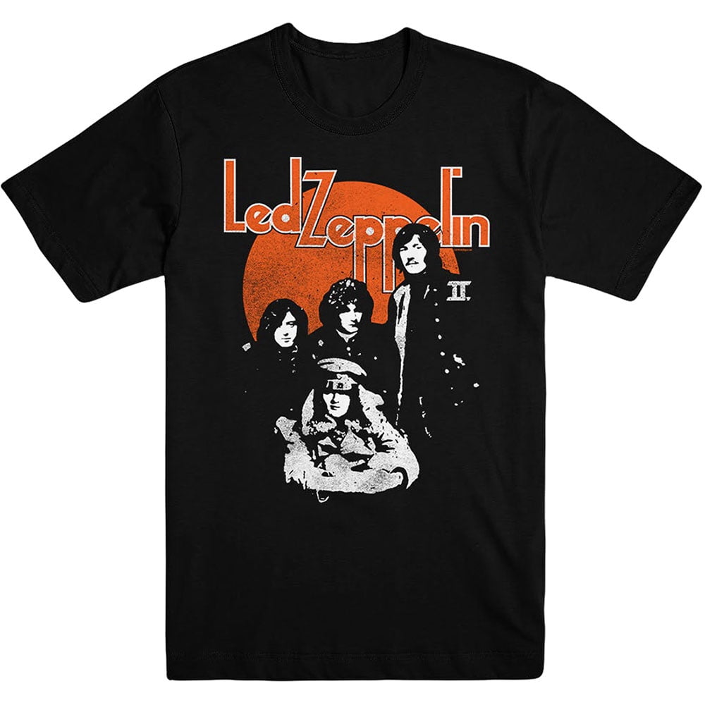 Led Zeppelin Men's Official Black T-Shirt with Orange Circle