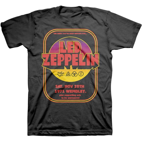 Men's Led Zeppelin Vintage Distressed 1971 Wembley Slim Fit T-shirt X-Large Black