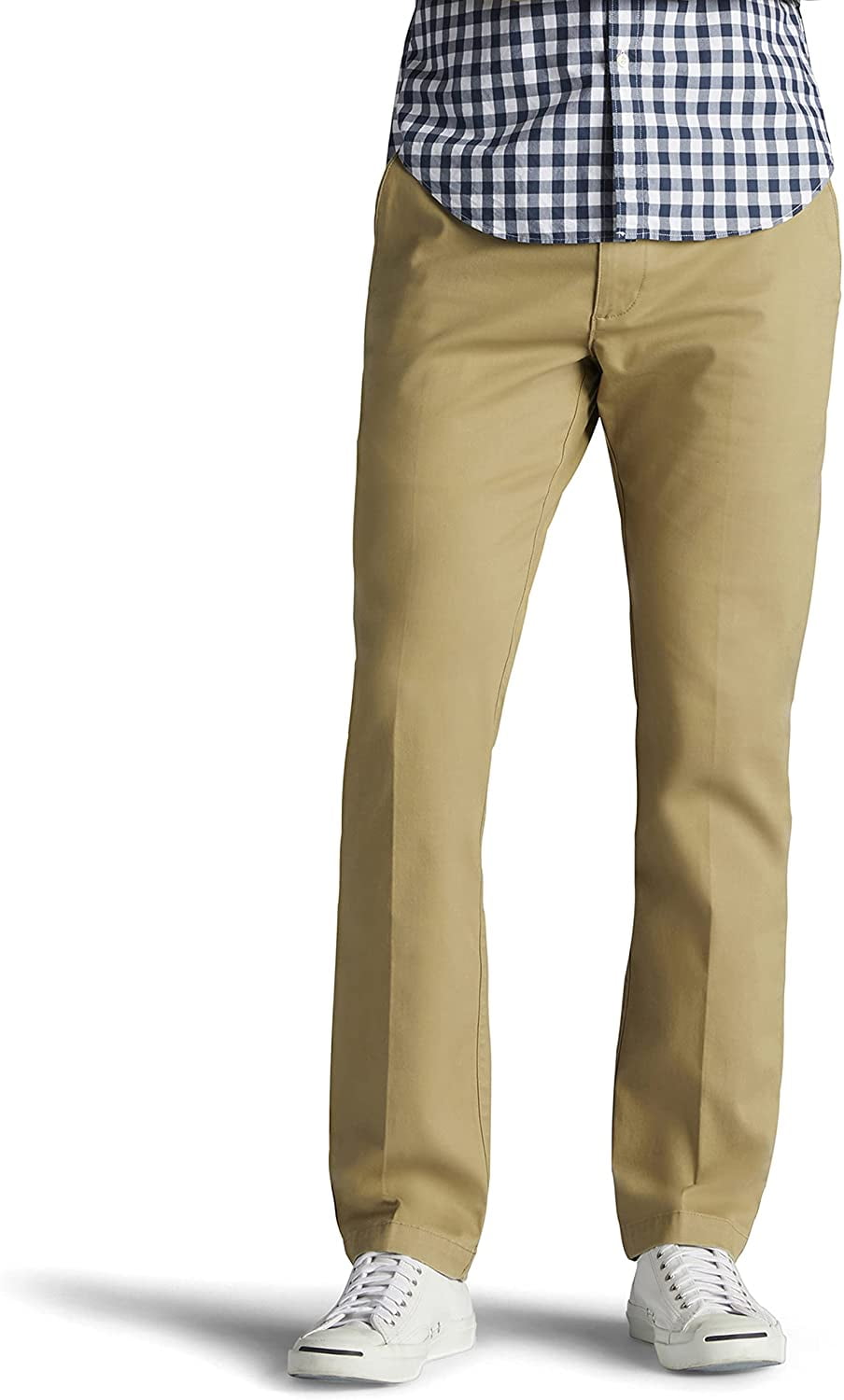 Khaki Performance Flat Front Pants
