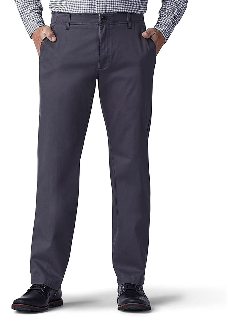 Lee Men's Performance Series Extreme Comfort Straight-Fit Khaki Flat-Front  Pants, Charcoal - Walmart.com