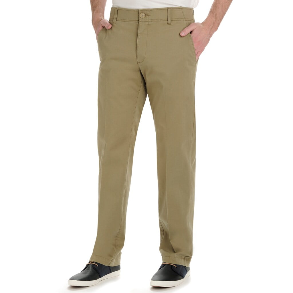 Men\'s Lee Performance Straight-Fit Khaki Extreme Khaki Original Pants Comfort Flat-Front Series