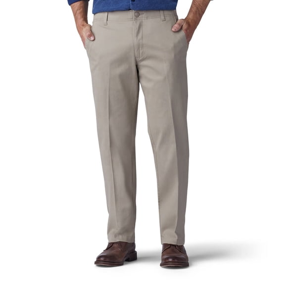 Men's Lee Performance Series Extreme Comfort Khaki Straight-Fit Flat-Front Pants Pebble