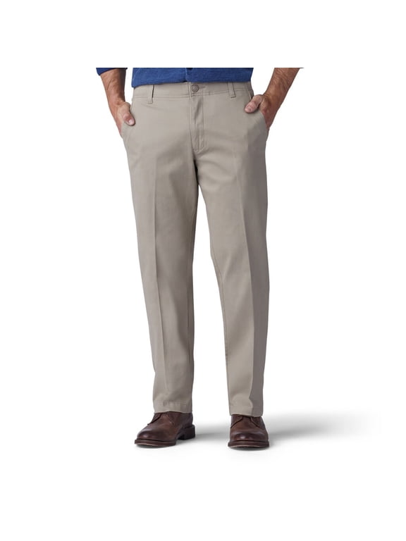 Men's Lee Performance Series Extreme Comfort Khaki Straight-Fit Flat-Front Pants Pebble
