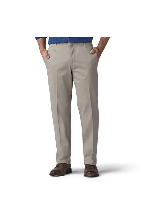 Men's Lee Performance Series Extreme Comfort Khaki Straight-Fit Flat-Front Pants Pebble