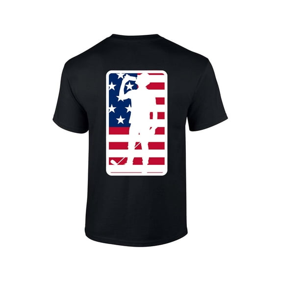 Men's Legalize Mulligans American Flag Golfer Drinking Beer Funny Patriotic Golf Short Sleeve T-shirt-Black-large