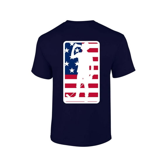 Men's Legalize Mulligans American Flag Golfer Drinking Beer Funny Patriotic Golf Short Sleeve T-shirt-Navy-6xl