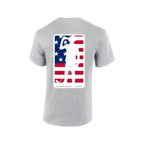 Men's Legalize Mulligans American Flag Golfer Drinking Beer Funny Patriotic Golf Short Sleeve T-shirt-Sports Grey-medium