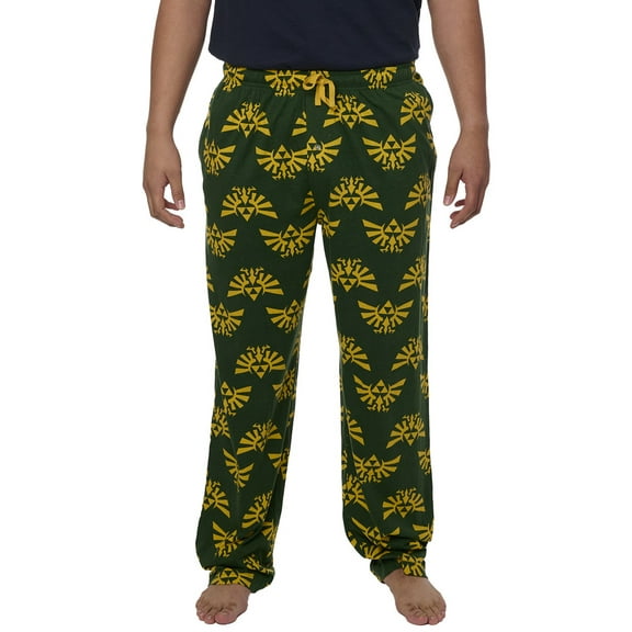 Men's Legend of Zelda Pajama Pants Lounge Wear Hyrule Triforce Green