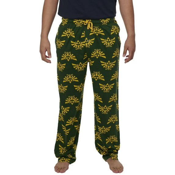 Men's Legend of Zelda Pajama Pants Lounge Wear Hyrule Triforce Green