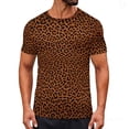 thumbnail image 1 of Men's Leopard Print Casual Short Sleeve T-Shirt Lightweight Crewneck Tops Coffee, 1 of 9