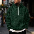 thumbnail image 1 of Men's Leopard Print Hoodie, Trendy Long Sleeve Drawstring Hooded Sweatshirt , Loose Fit Streetwear Pullover with Pocket Dark Green L, 1 of 6