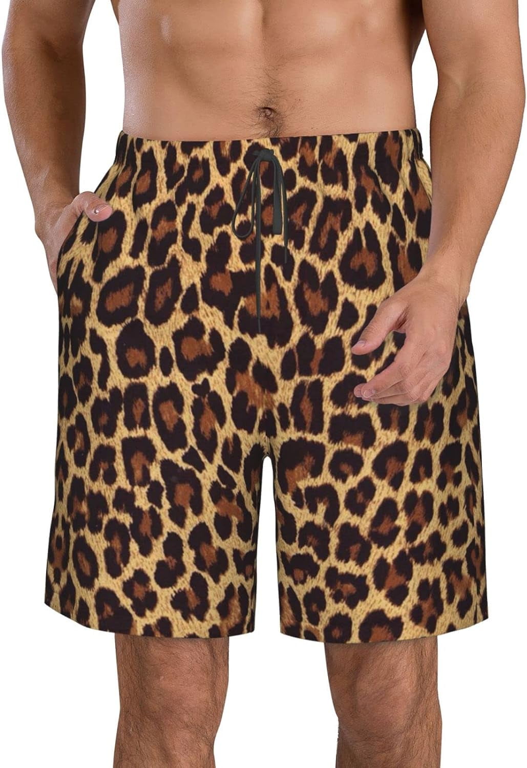 Men's Leopard Print Swim Trunks Quick Dry Board Shorts Swimwear Beach ...