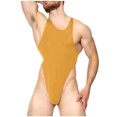 thumbnail image 1 of Men's Leotard Underwear Sexy Racer Back One-Piece Bodysuit Stretch Swimsuit Thongs High Elasticity Cross-Strap Tank One-Piece, 1 of 5
