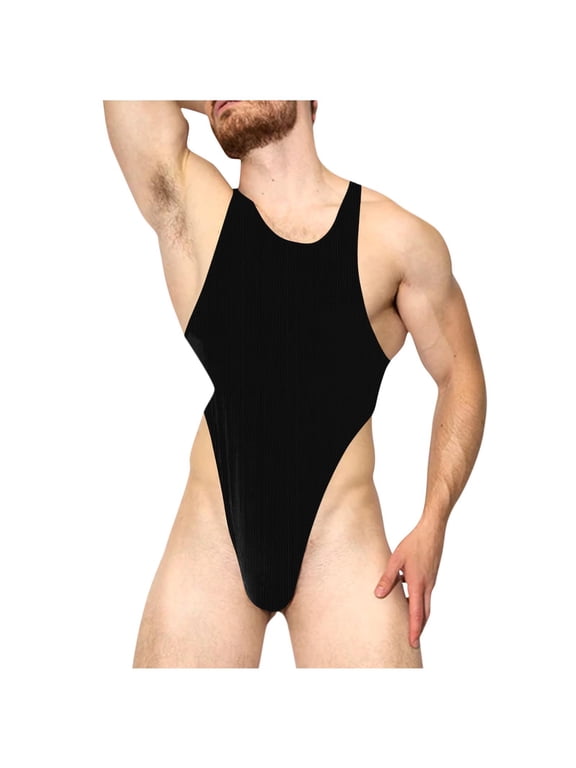 Men's Leotard Underwear Sexy Racer Back One-Piece Bodysuit Stretch Swimsuit Thongs High Elasticity Cross-Strap Tank One-Piece