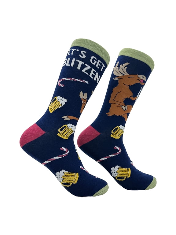 Men's Lets Get Blitzen Socks Funny Sarcastic Christmas Drinking Graphic Footwear