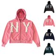 thumbnail image 1 of Men's Letter Embroidery Zip Up Hoodie Sweatshirt Long Sleeve Crewneck Colorful Hip Hop Streetwear Jacket, 1 of 3