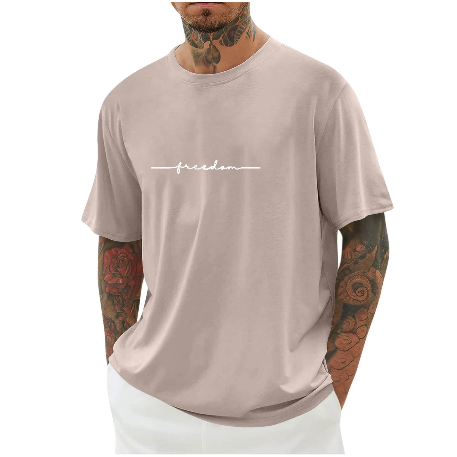Men's Letter Graphic Drop Shoulder T-Shirt Loose Fit Short