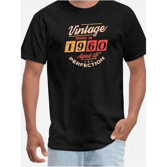 Men's Letter Graphic Short Sleeve T Shirts 1960 Casual Round Neck Tee Top Black XXL