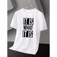 thumbnail image 1 of Men's Letter Graphic Tees Cotton Short Sleeve Printed Top Crewneck Casual Regular T-Shirt for Boys White B S, 1 of 6