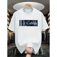 thumbnail image 1 of Men's Letter Graphic Tees Cotton Short Sleeve Printed Top Crewneck Casual Regular T-Shirt for Boys White D S, 1 of 6