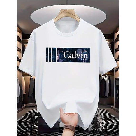 Men's Letter Graphic Tees Cotton Short Sleeve Printed Top Crewneck Casual Regular T-Shirt for Boys White D S