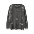 thumbnail image 1 of Men's Letter Pattern Ripped Sweater, Loose Casual Long Sleeve Round Neck Jumper for Fall & Winter, Fashion Men's Knitwear for Daily Wear, 1 of 9
