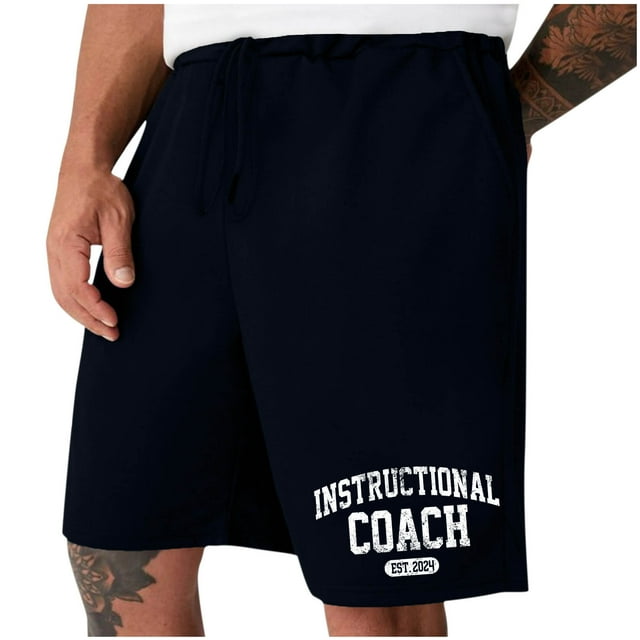 Men's Letter Printed Sweat Shorts Drawstring Waist Wide Leg Track Short Loose Fit Casual Workout Shorts with Pocket