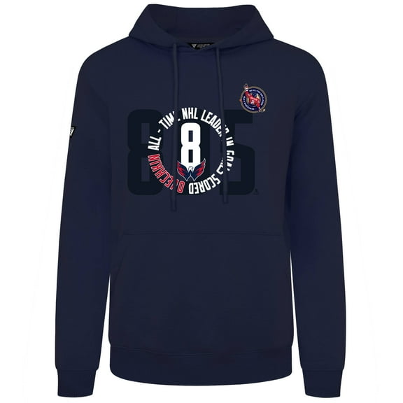 Men's Levelwear Alexander Ovechkin Navy Washington Capitals NHL All-Time Leading Goal Scorer Milestone Name & Number