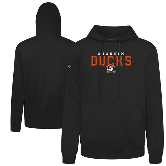 Men's Levelwear Black Anaheim Ducks Podium Carve Pullover Hoodie