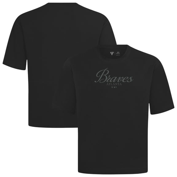 Men's Levelwear Black Atlanta Braves Ethereal Oversized Luxe Signature Knit T-Shirt
