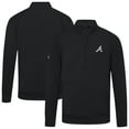 thumbnail image 1 of Men's Levelwear  Black Atlanta Braves Upright Insignia Tri-Blend Quarter-Zip Pullover, 1 of 3