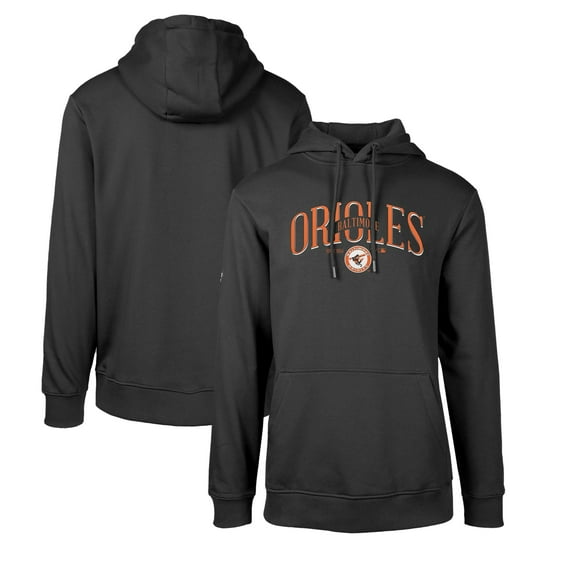 Men's Levelwear Black Baltimore Orioles Cooperstown Collection Podium Retro Spellout Pullover Hoodie