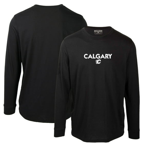 Men's Levelwear Black Calgary Flames Oscar City Capsule Long Sleeve T-Shirt