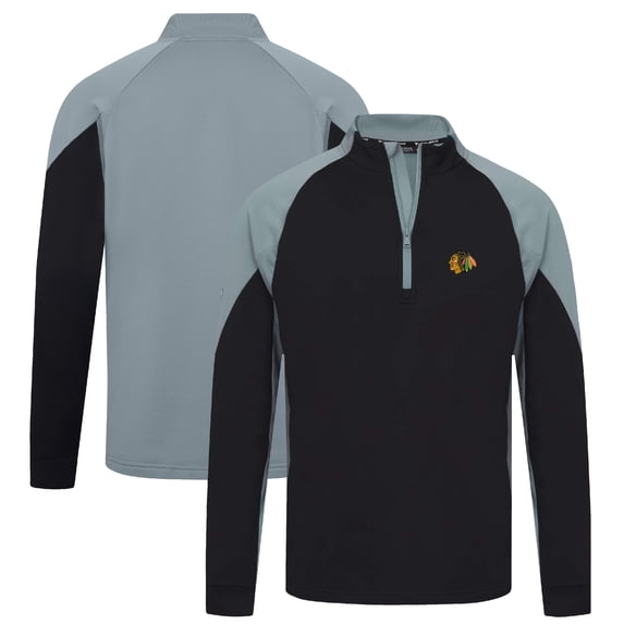 Men's Levelwear Black Chicago Blackhawks Cadet Insignia Core Quarter-Zip Pullover Top