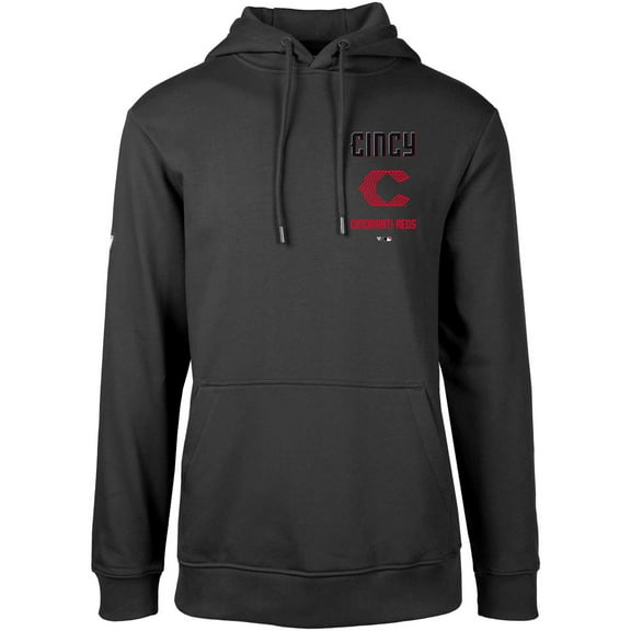 Men's Levelwear Black Cincinnati Reds City Connect Podium Baseline Pullover Hoodie