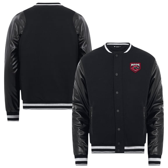Men's Levelwear Black Cincinnati Reds Varsity Paragon Jacket