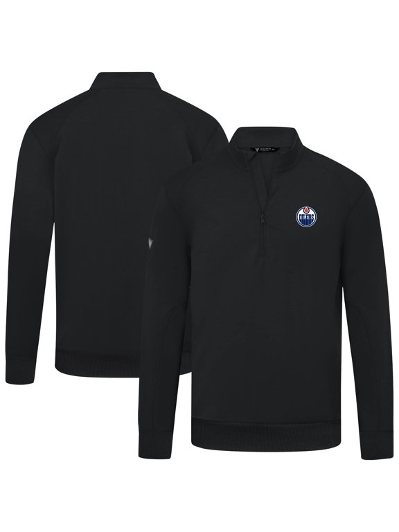 Men's Levelwear Black Edmonton Oilers Upright Tri-Blend Quarter-Zip Pullover