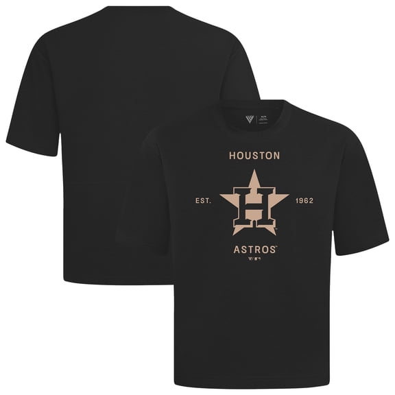 Men's Levelwear Black Houston Astros Crossway Oversized Luxe Signature Knit T-Shirt