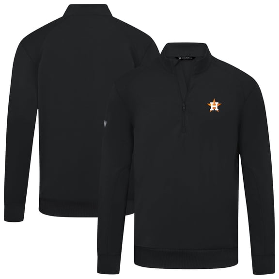 Men's Levelwear Black Houston Astros Upright Insignia Tri-Blend Quarter-Zip Pullover