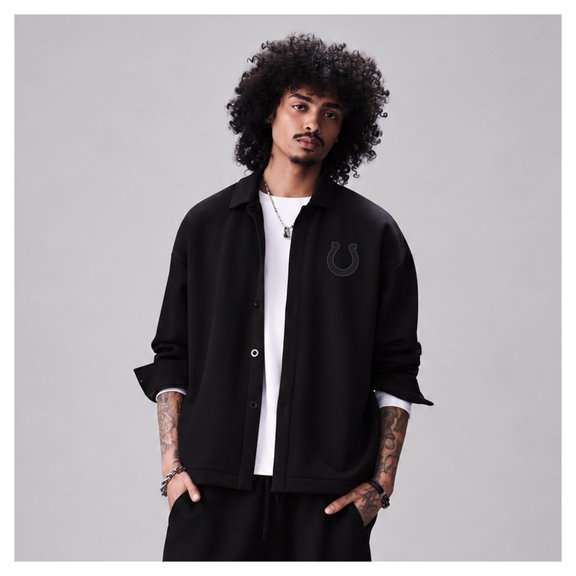Men's Levelwear Black Indianapolis Colts Luxe Tri-Blend Full-Button Shirt Jacket