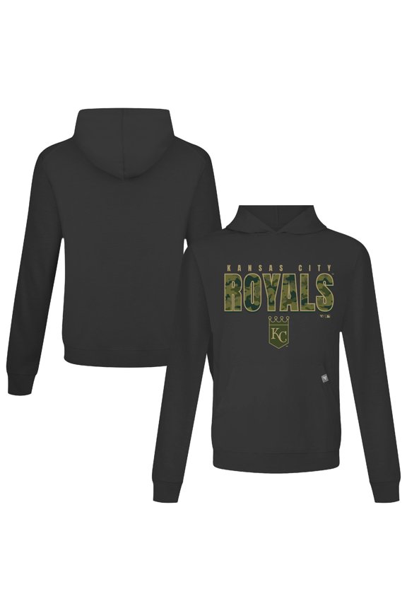 Men's Levelwear Black Kansas City Royals Relay Protect Pullover Hoodie